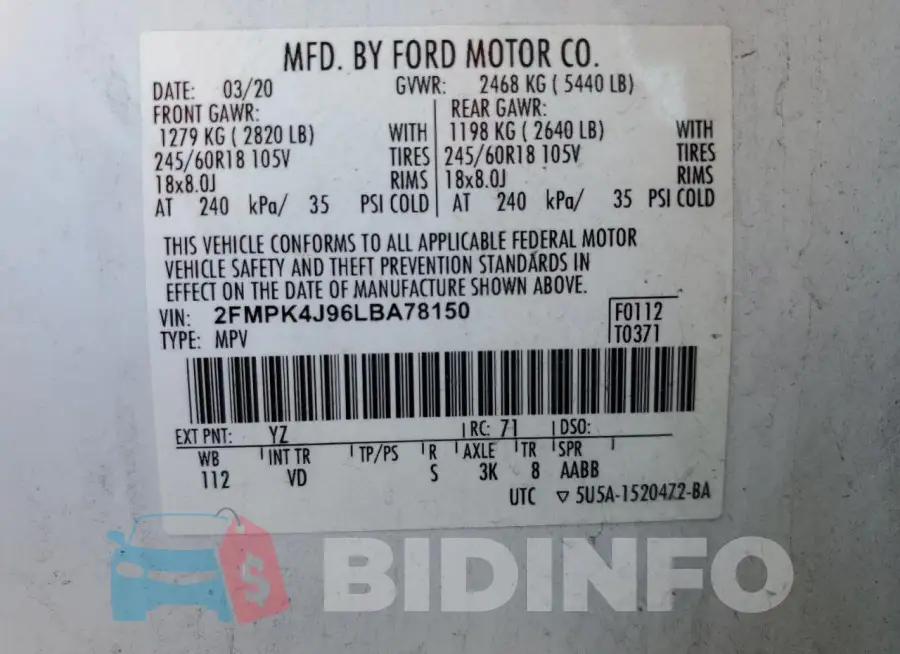 2FMPK4J96LBA78150 Photo# 12