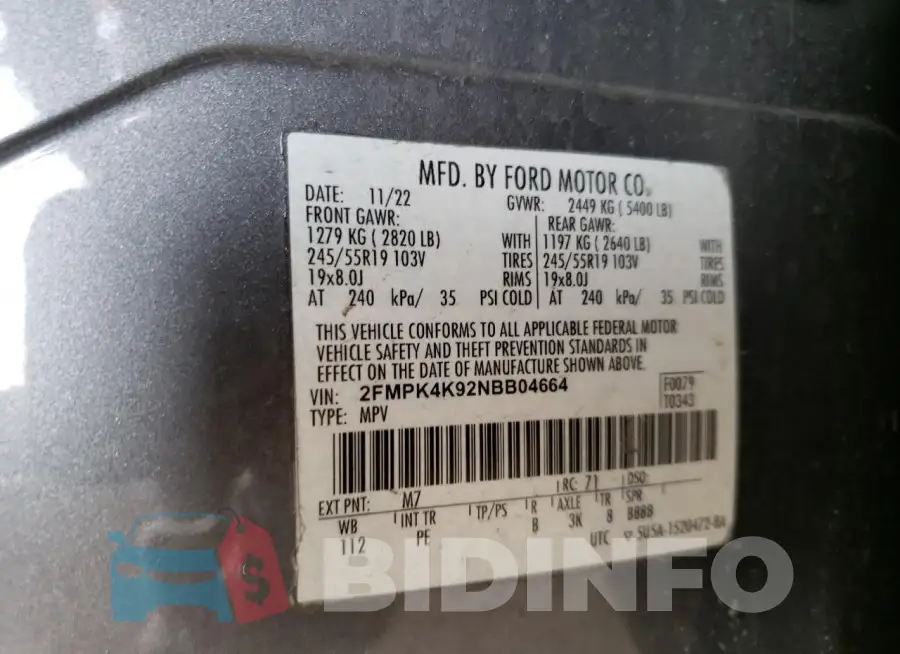 2FMPK4K92NBB04664 Photo# 13