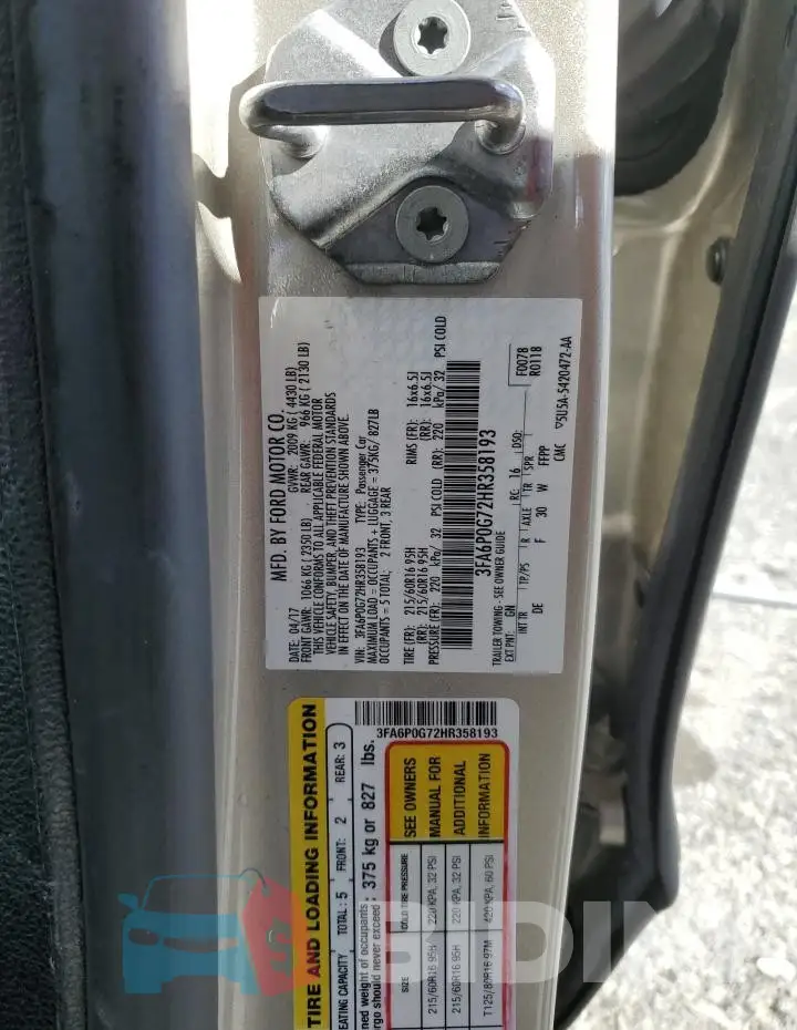 3FA6P0G72HR358193 Photo# 12