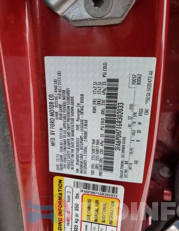 3FA6P0H71GR302033 Photo# 13