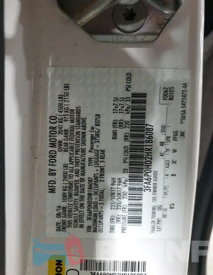 3FA6P0HD2HR186087 Photo# 12