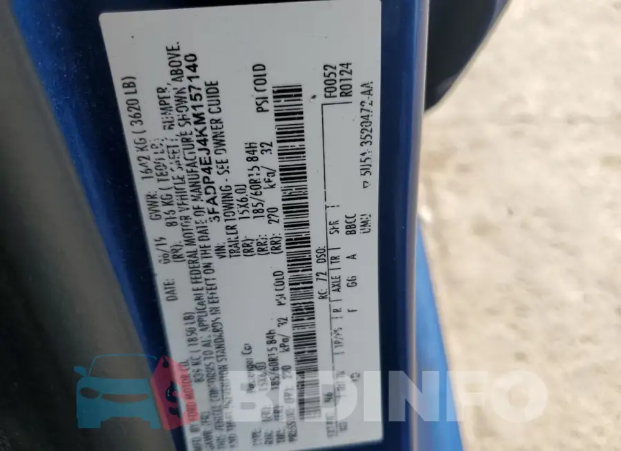 3FADP4EJ4KM157140 Photo# 12