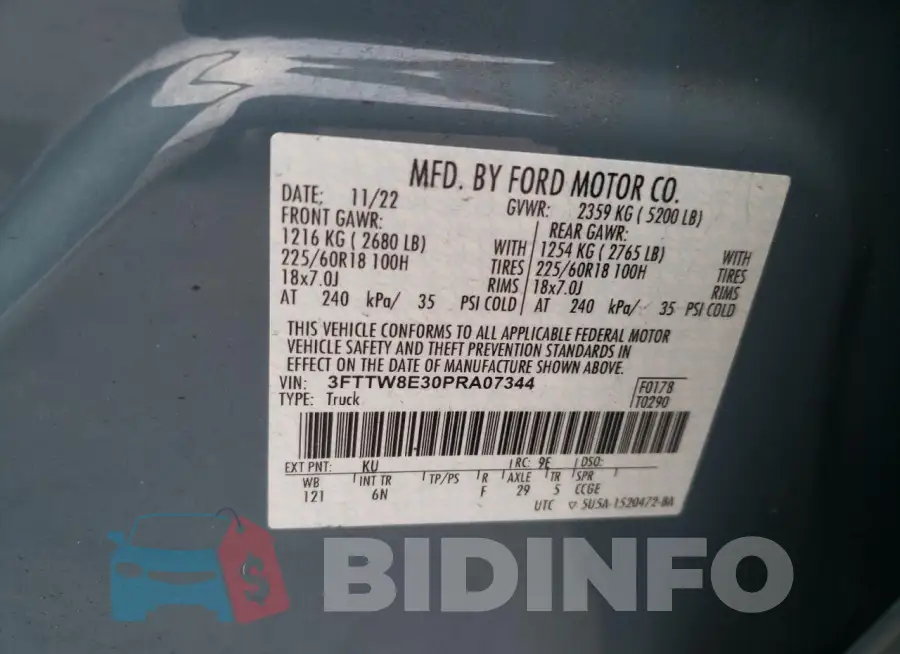 3FTTW8E30PRA07344 Photo# 12