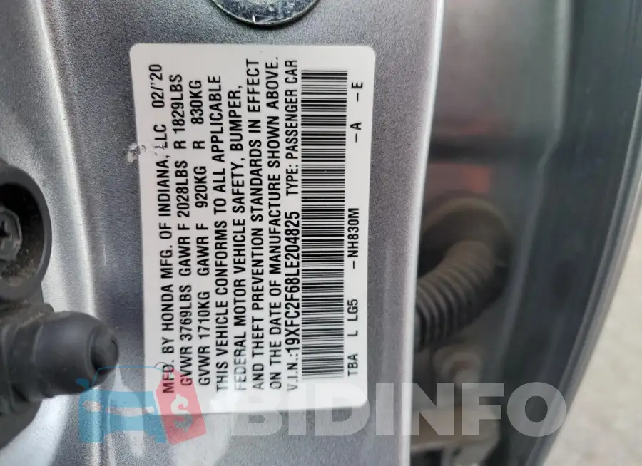 19XFC2F68LE204825 Photo# 13