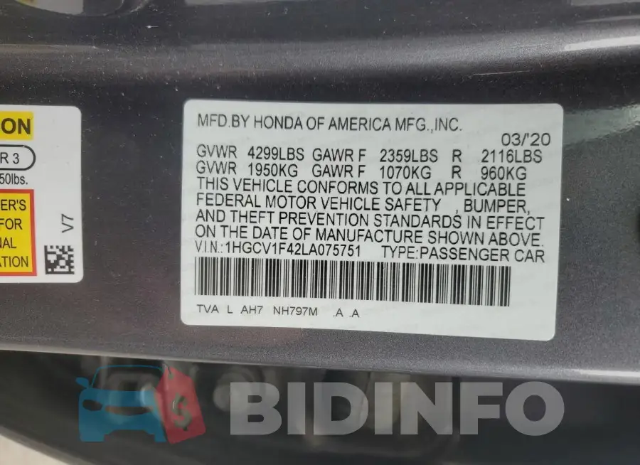 1HGCV1F42LA075751 Photo# 13