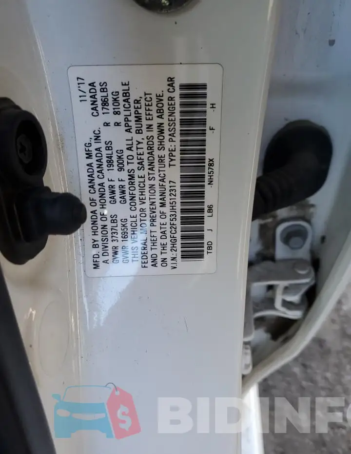2HGFC2F53JH512317 Photo# 12