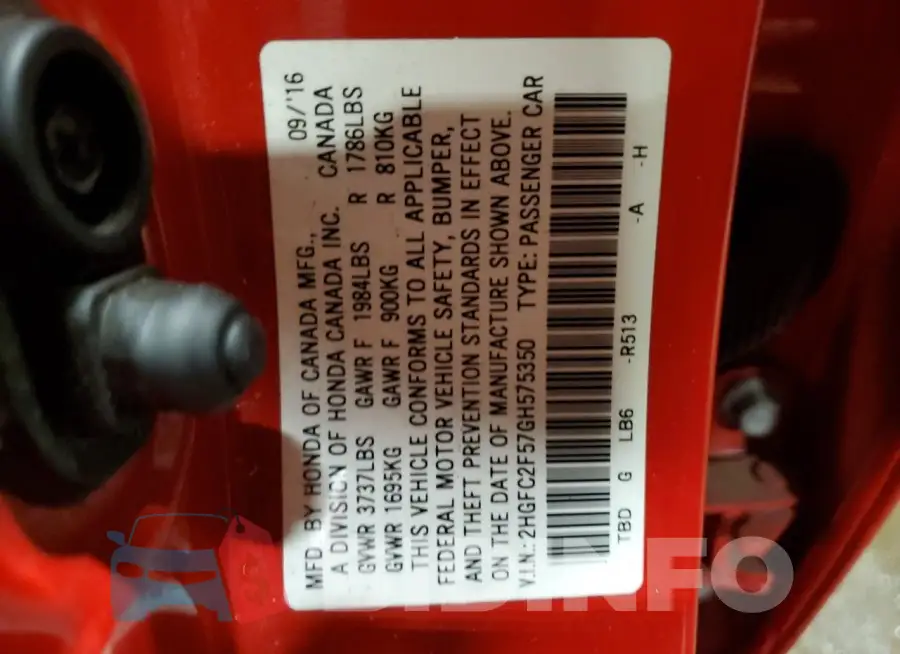 2HGFC2F57GH575350 Photo# 12