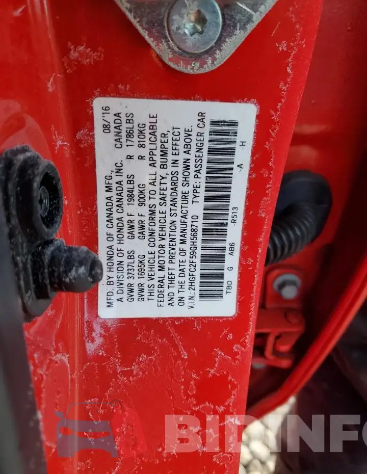 2HGFC2F59GH568710 Photo# 12