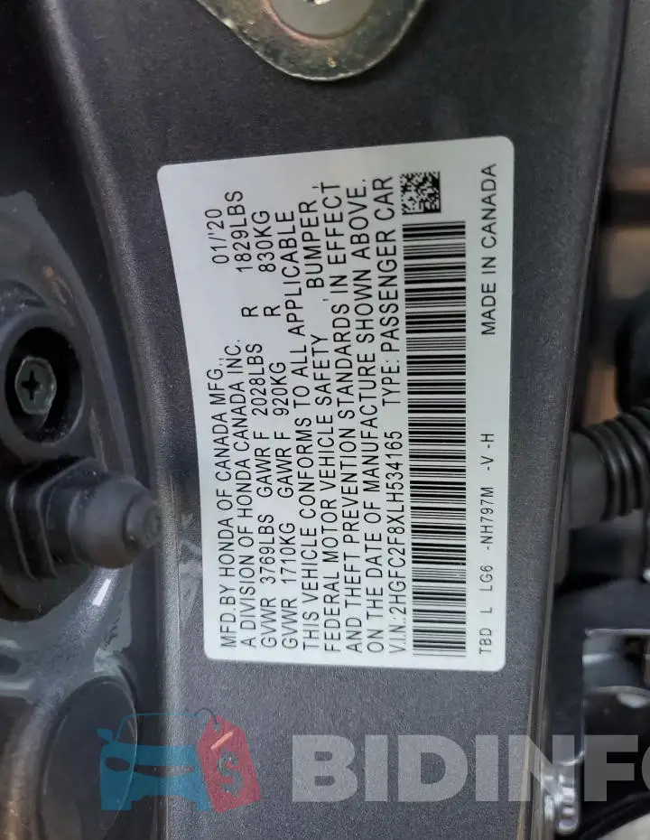 2HGFC2F8XLH534165 Photo# 12