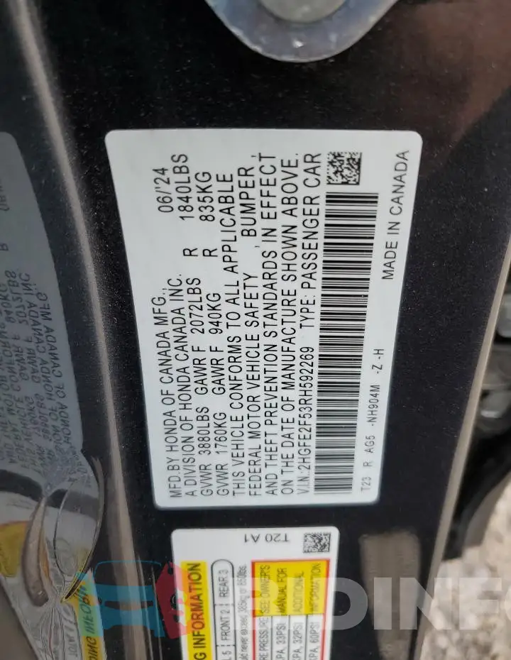 2HGFE2F53RH592269 Photo# 13