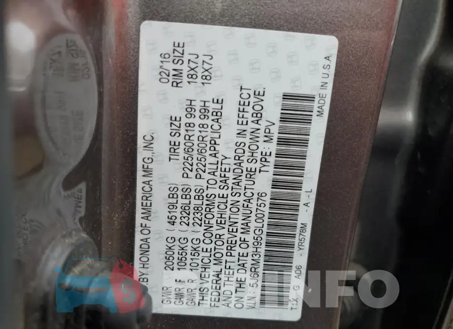5J6RM3H95GL007576 Photo# 13