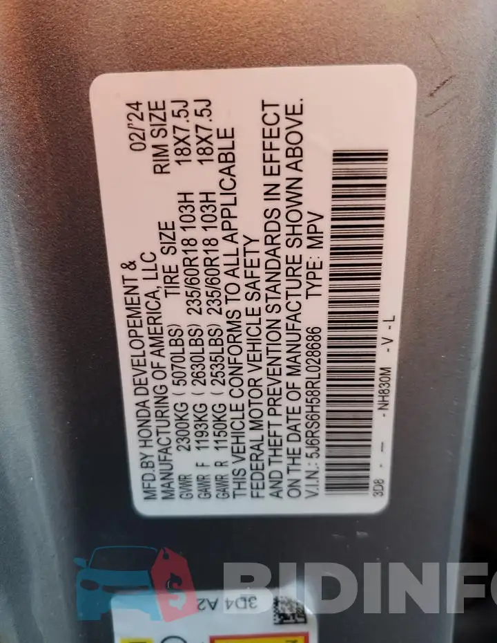 5J6RS6H58RL028686 Photo# 13