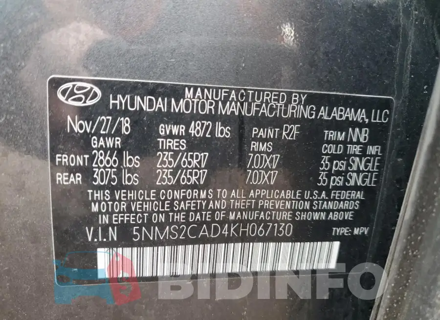 5NMS2CAD4KH067130 Photo# 13