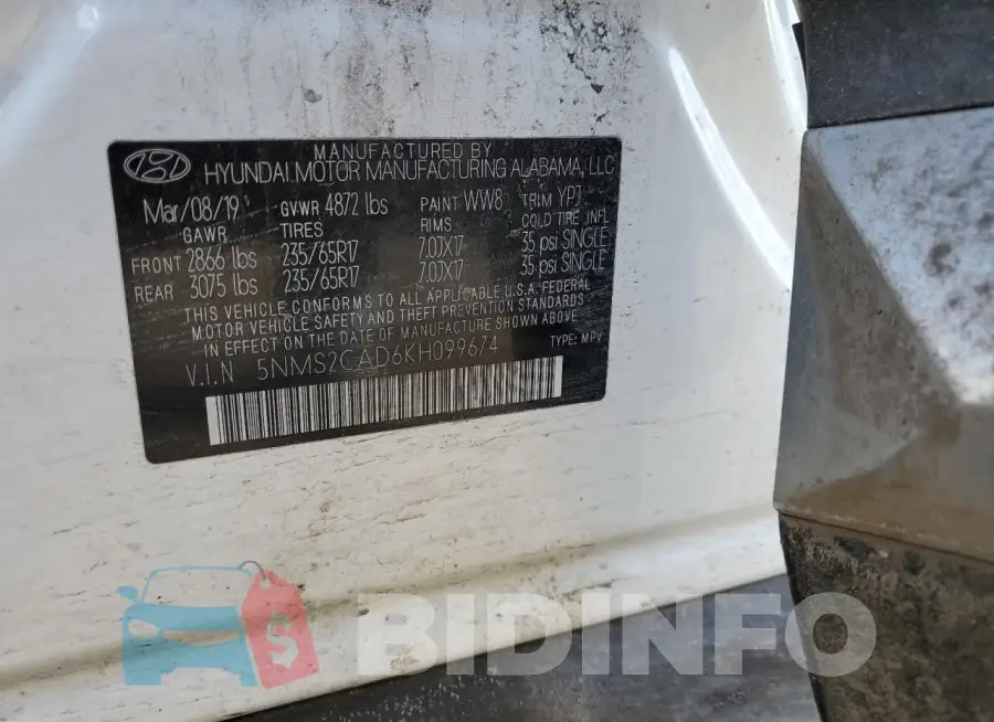 5NMS2CAD6KH099674 Photo# 12