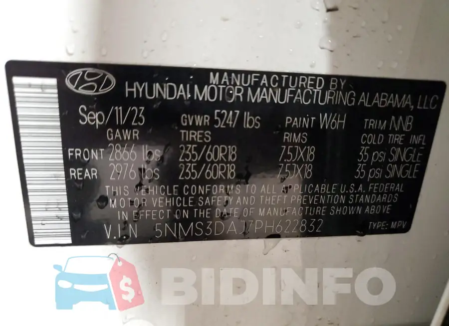 5NMS3DAJ7PH622832 Photo# 13
