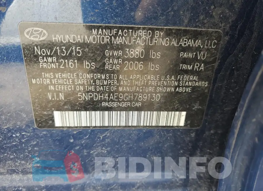 5NPDH4AE9GH789130 Photo# 12