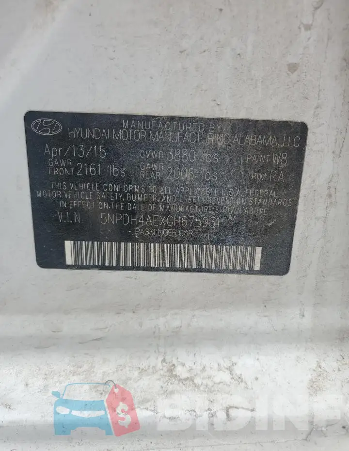 5NPDH4AEXGH675931 Photo# 12