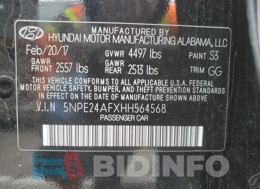 5NPE24AFXHH564568 Photo# 12