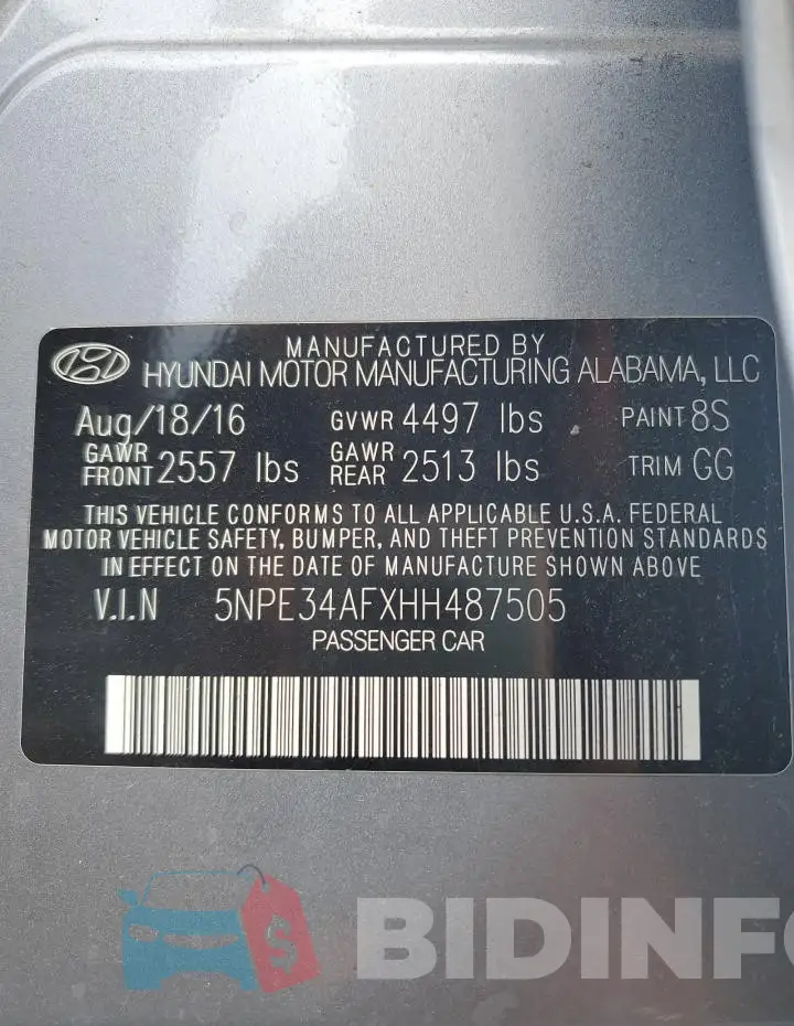 5NPE34AFXHH487505 Photo# 12