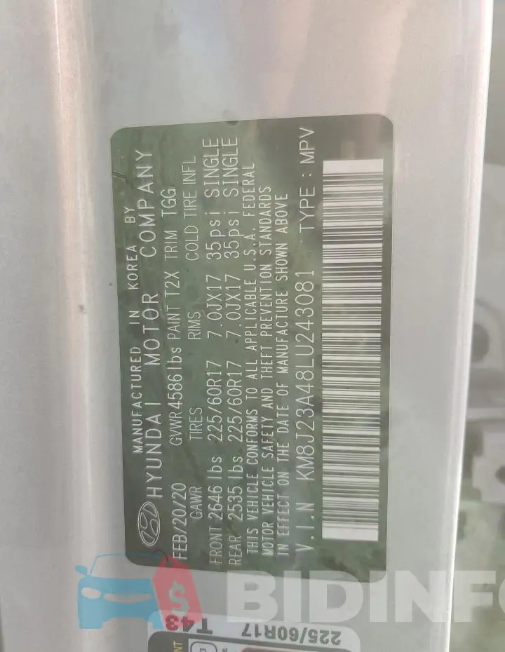 KM8J23A48LU243081 Photo# 13