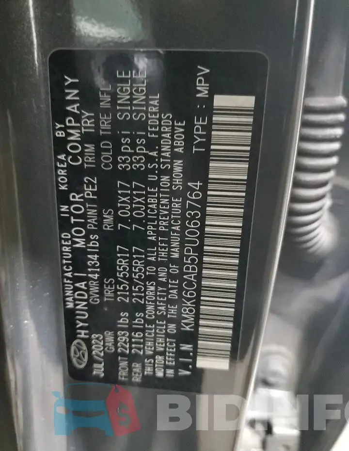 KM8K6CAB5PU063764 Photo# 13