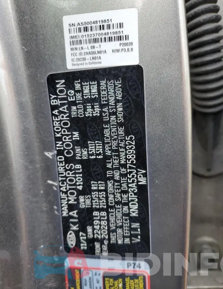 KNDJP3A55J7589325 Photo# 13