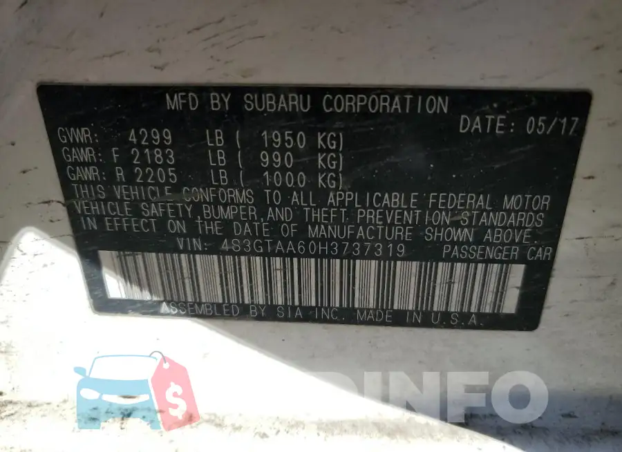 4S3GTAA60H3737319 Photo# 12