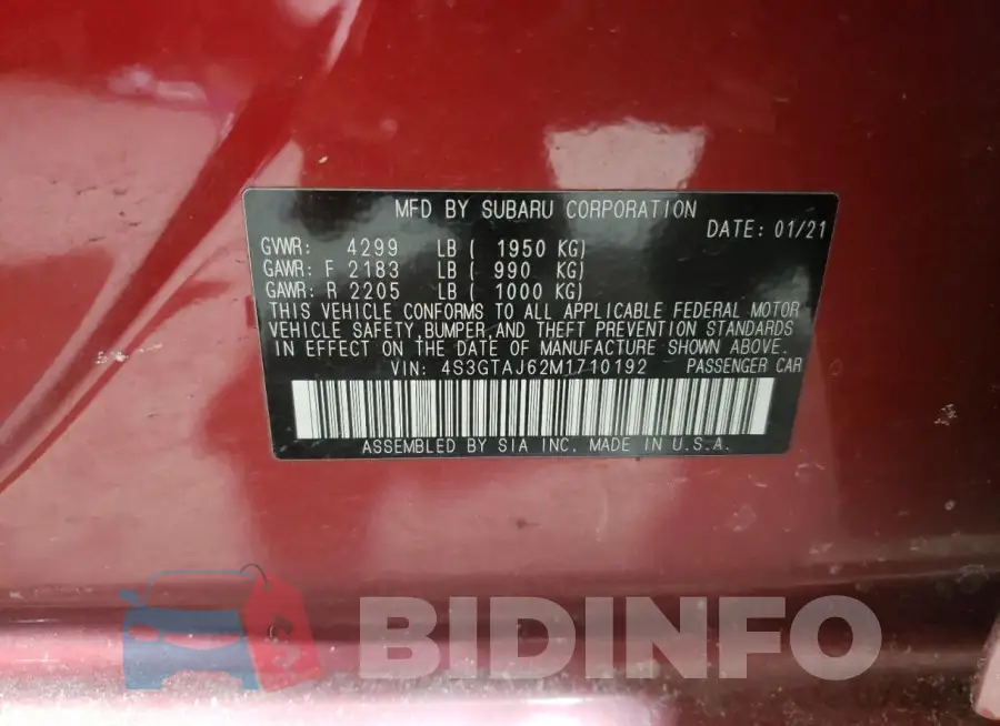 4S3GTAJ62M1710192 Photo# 13