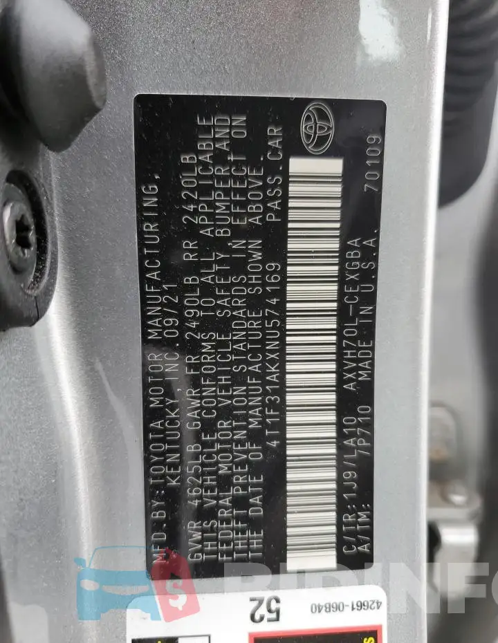 4T1F31AKXNU574169 Photo# 13