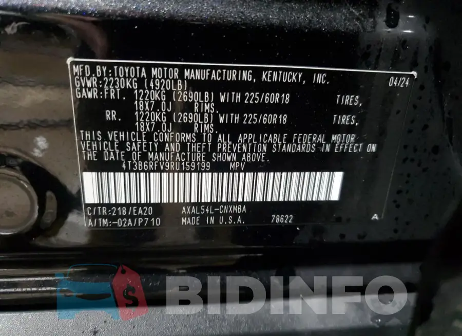 4T3B6RFV9RU159199 Photo# 13