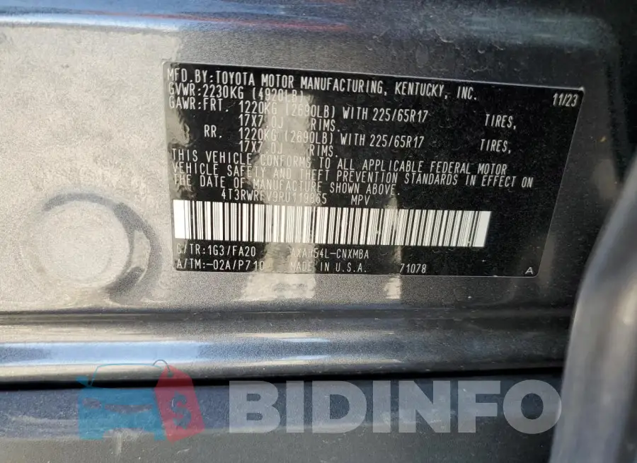 4T3RWRFV9RU119865 Photo# 13