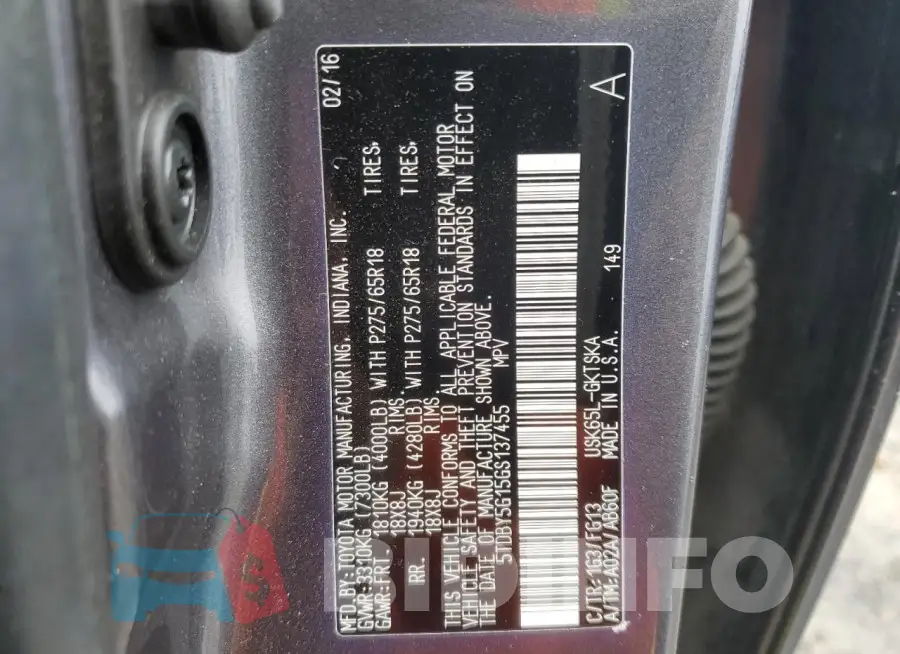 5TDBY5G15GS137455 Photo# 13