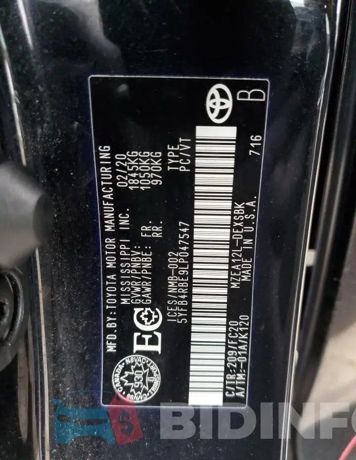 5YFB4RBE9LP047547 Photo# 13