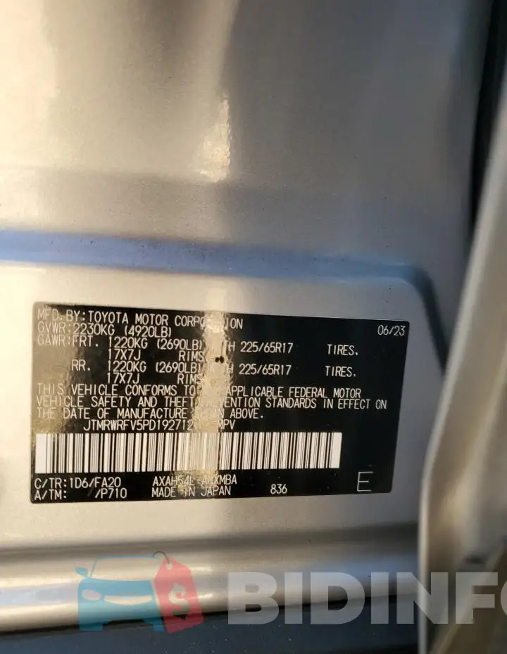JTMRWRFV5PD192712 Photo# 13