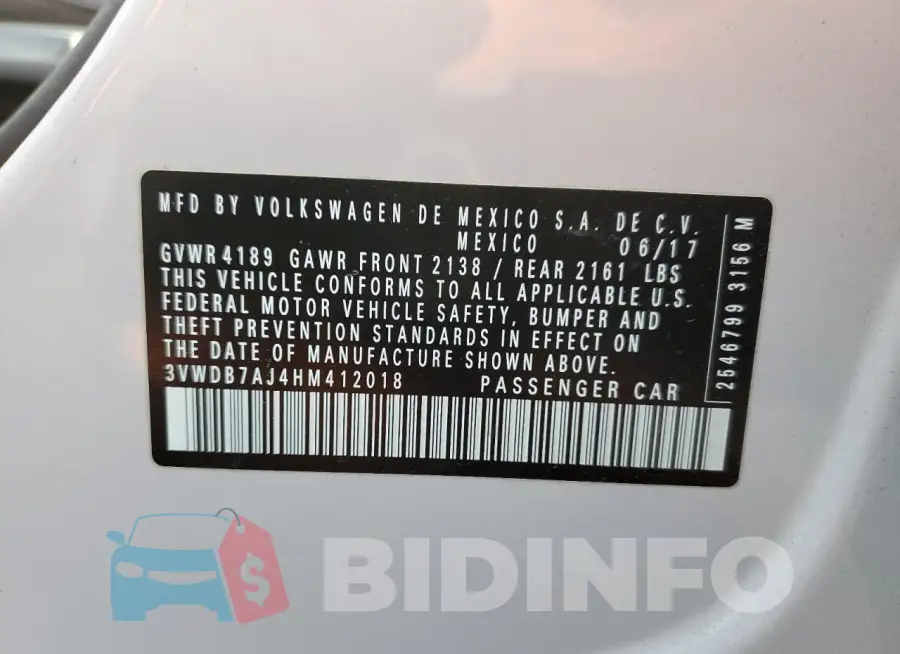 3VWDB7AJ4HM412018 Photo# 12