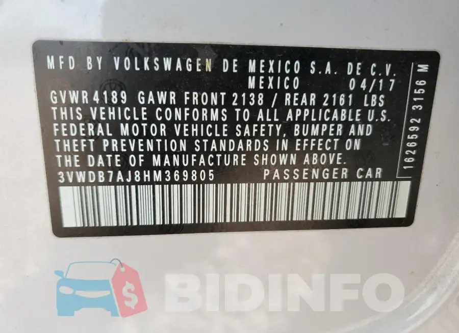 3VWDB7AJ8HM369805 Photo# 13
