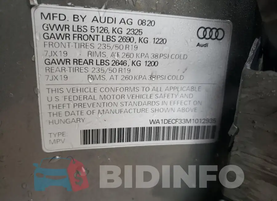 WA1DECF33M1012935 Photo# 12