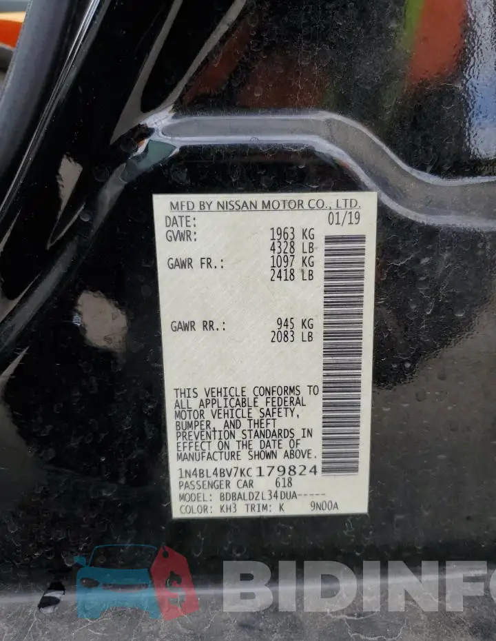 1N4BL4BV7KC179824 Photo# 12