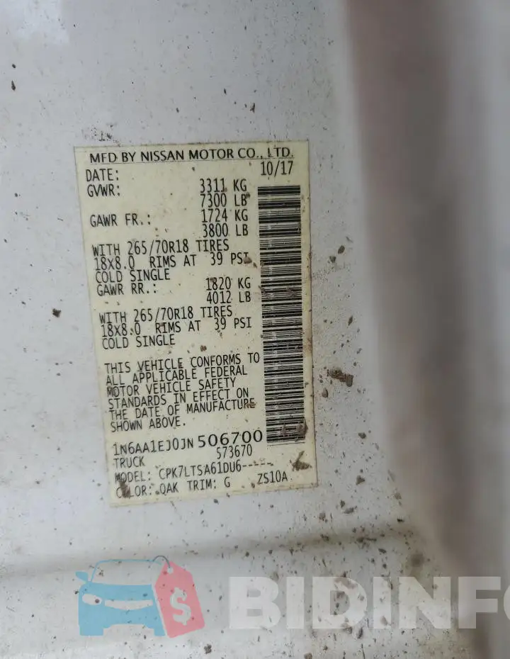 1N6AA1EJ0JN506700 Photo# 12