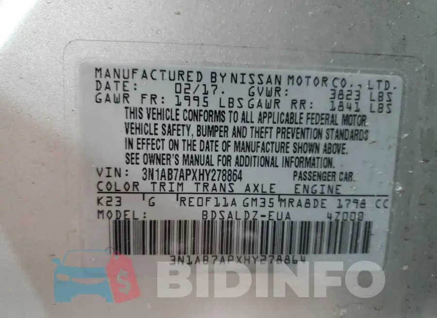 3N1AB7APXHY278864 Photo# 13