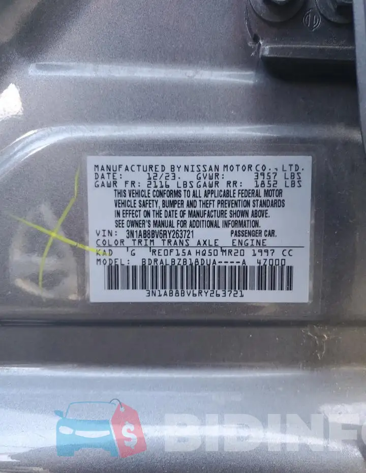 3N1AB8BV6RY263721 Photo# 12