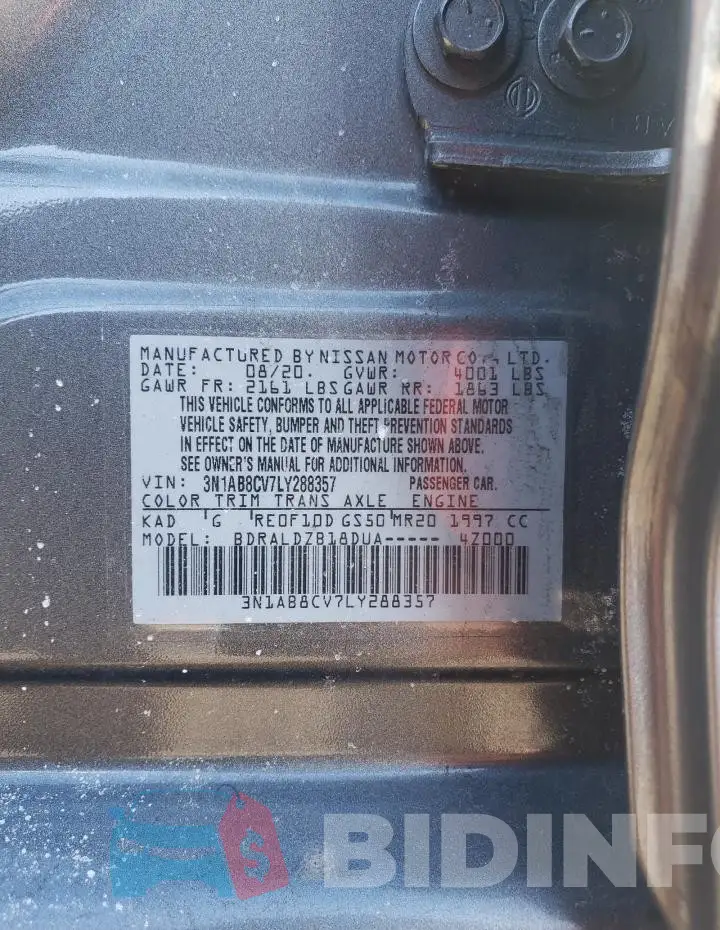 3N1AB8CV7LY288357 Photo# 12