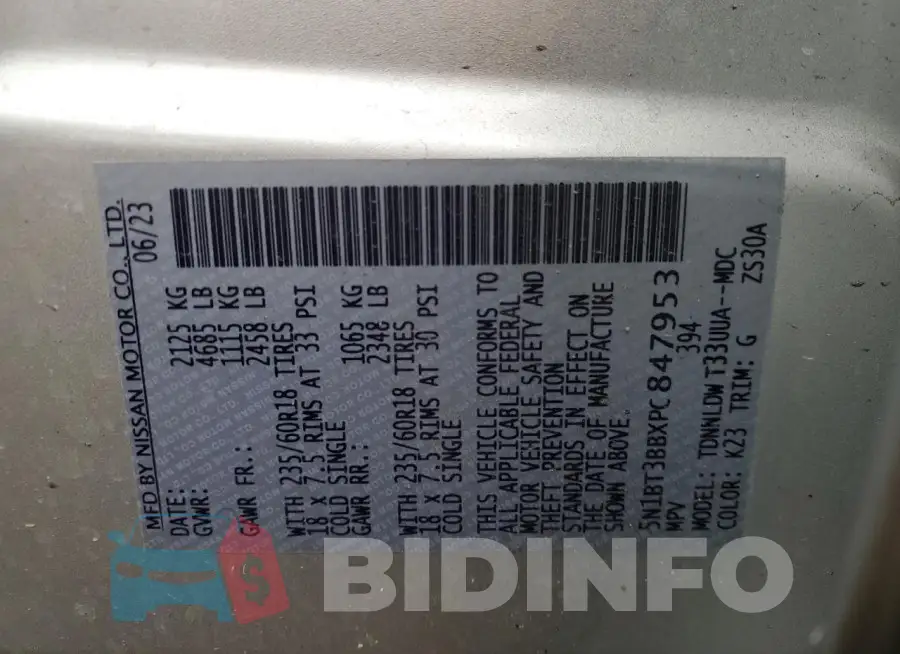 5N1BT3BBXPC847953 Photo# 13