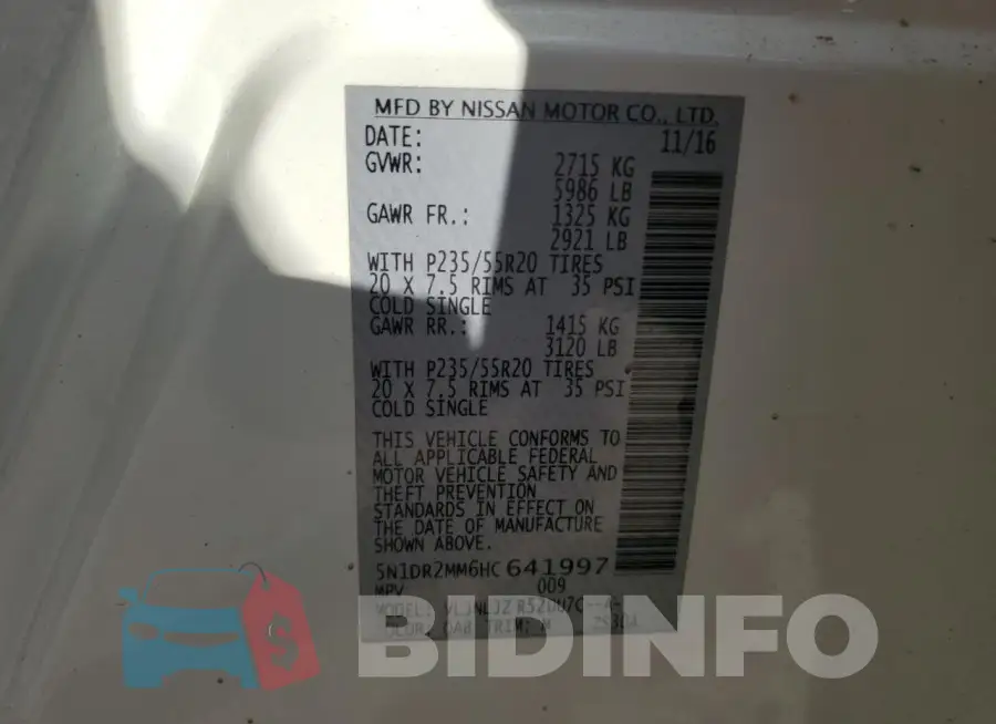 5N1DR2MM6HC641997 Photo# 13