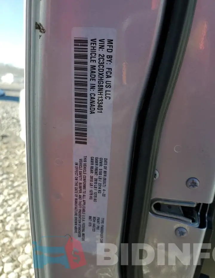 2C3CDXHG8NH133401 Photo# 12
