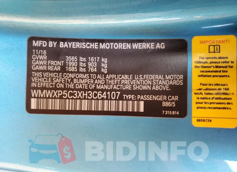 WMWXP5C3XH3C64107 Photo# 13