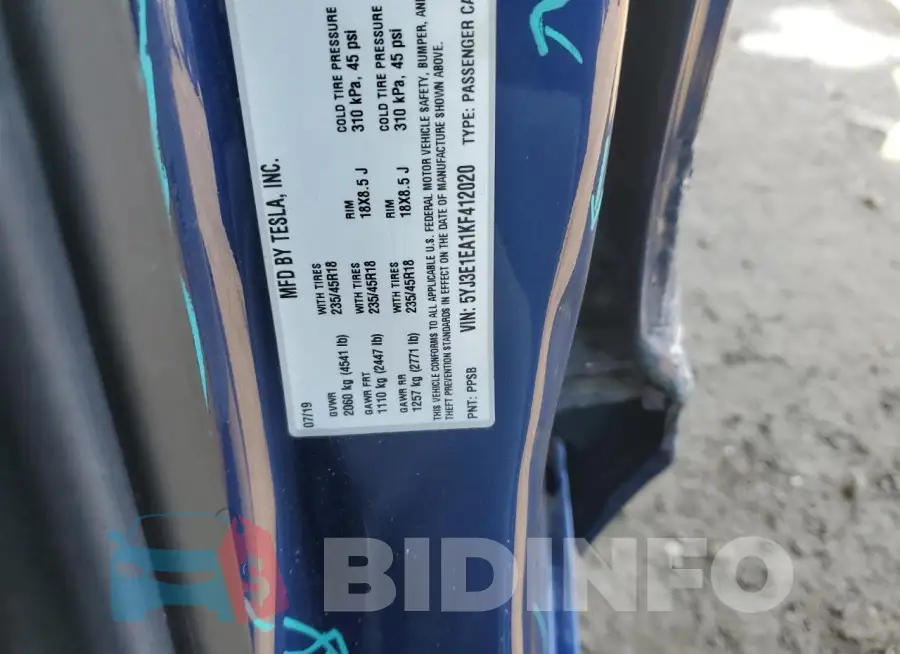 5YJ3E1EA1KF412020 Photo# 12