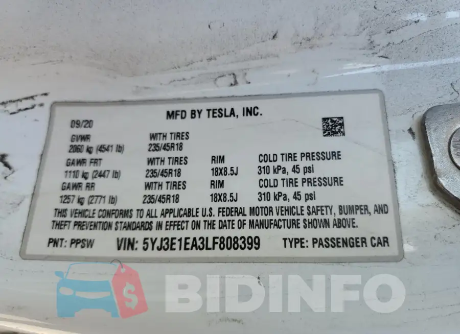 5YJ3E1EA3LF808399 Photo# 12