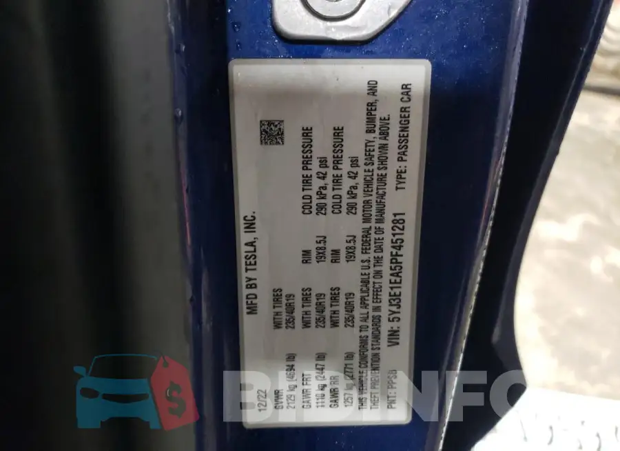 5YJ3E1EA5PF451281 Photo# 13