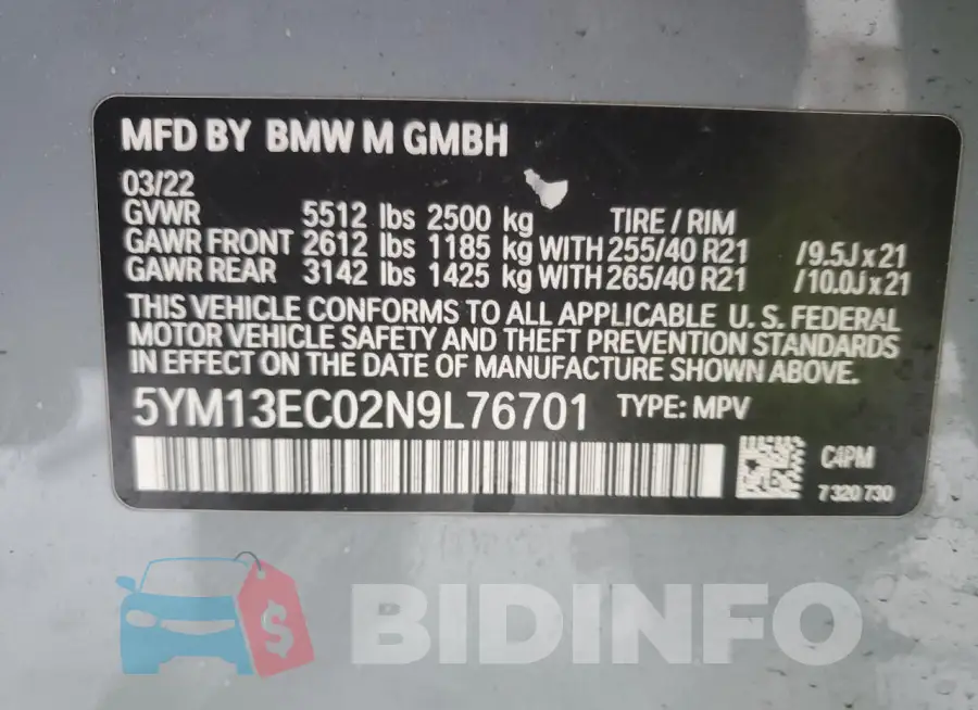 5YM13EC02N9L76701 Photo# 13